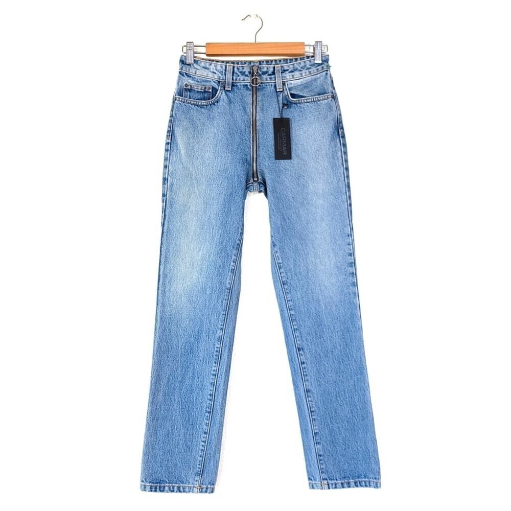 NWT Carmar LF 90s y2k Zip Up Emelia Relaxed Fit High Rise Straight Jean Blue 25